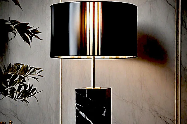 Image of a complete black marble lamp