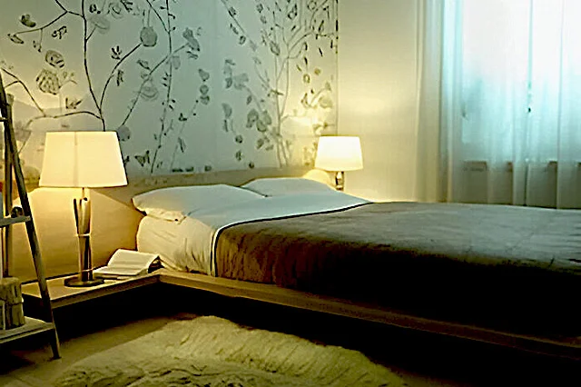 bedroom with two bedside table lamps